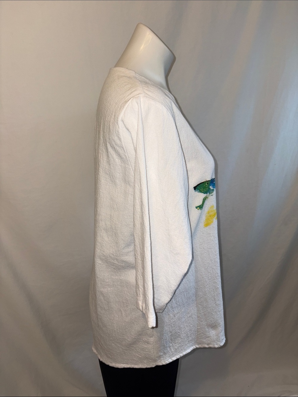 Cotton Made Casual White V-Neck Dragonfly Print Blouse - Multicolor Accent - Picture 4 of 7